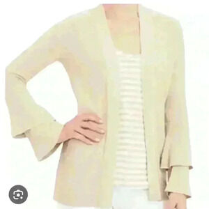 J. Crew Tiered Ruffle Bell Sleeve Tan Cardigan - M